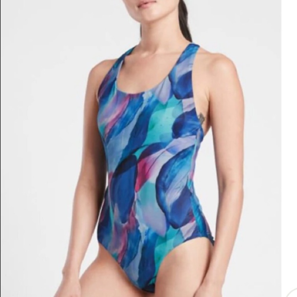 Athleta one piece watercolor swimsuit size large